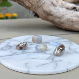 blå chalcedon lommesten