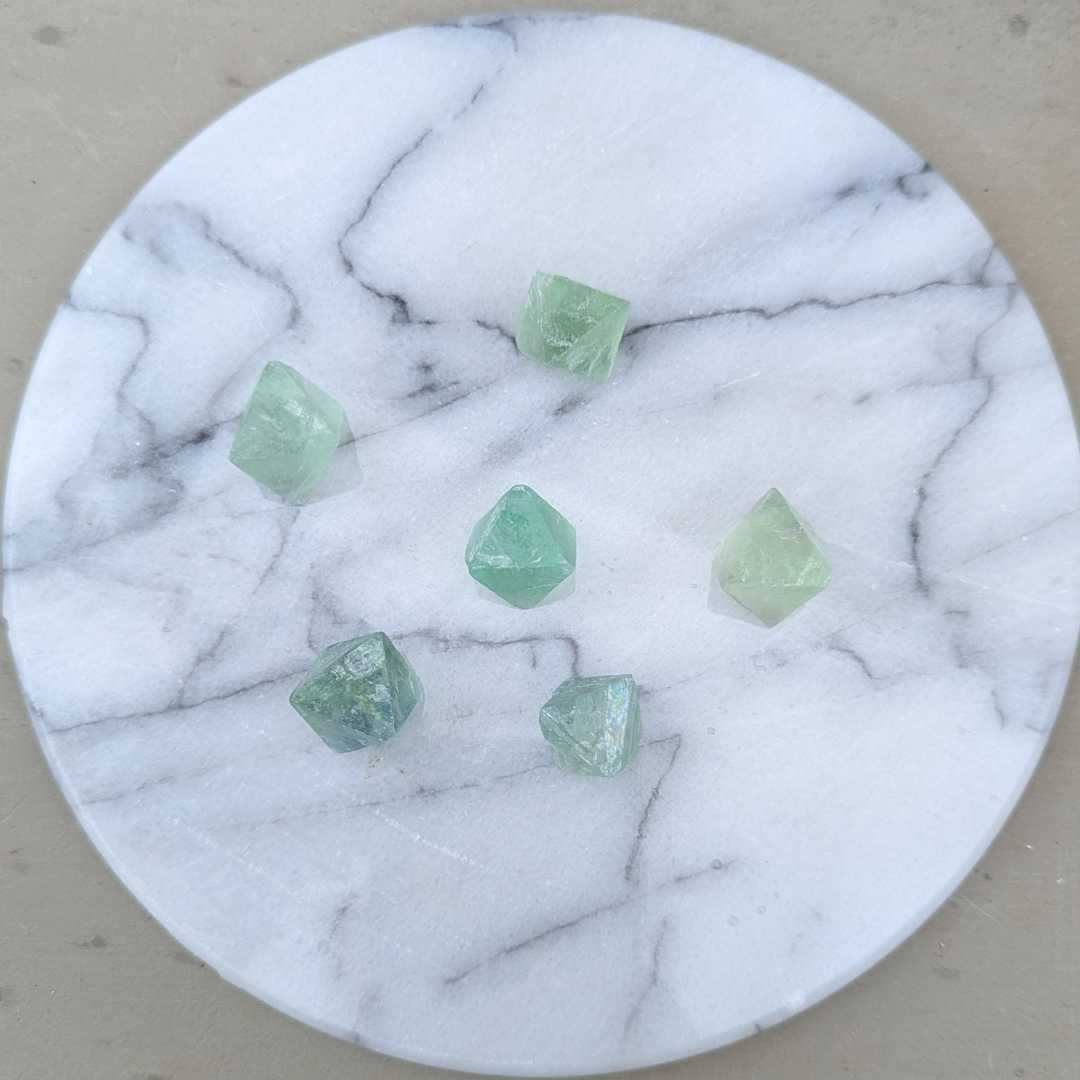 Grøn fluorit oktaeder