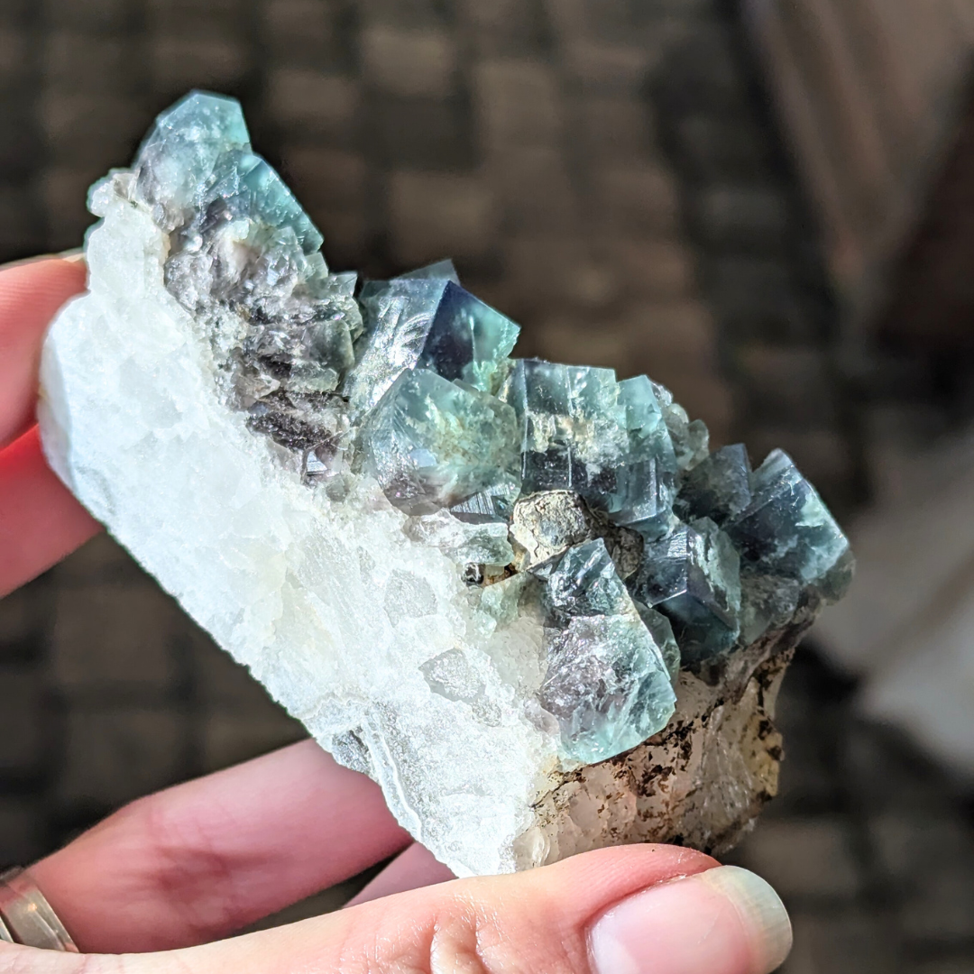 colorshift fluorit med kvarts og galena