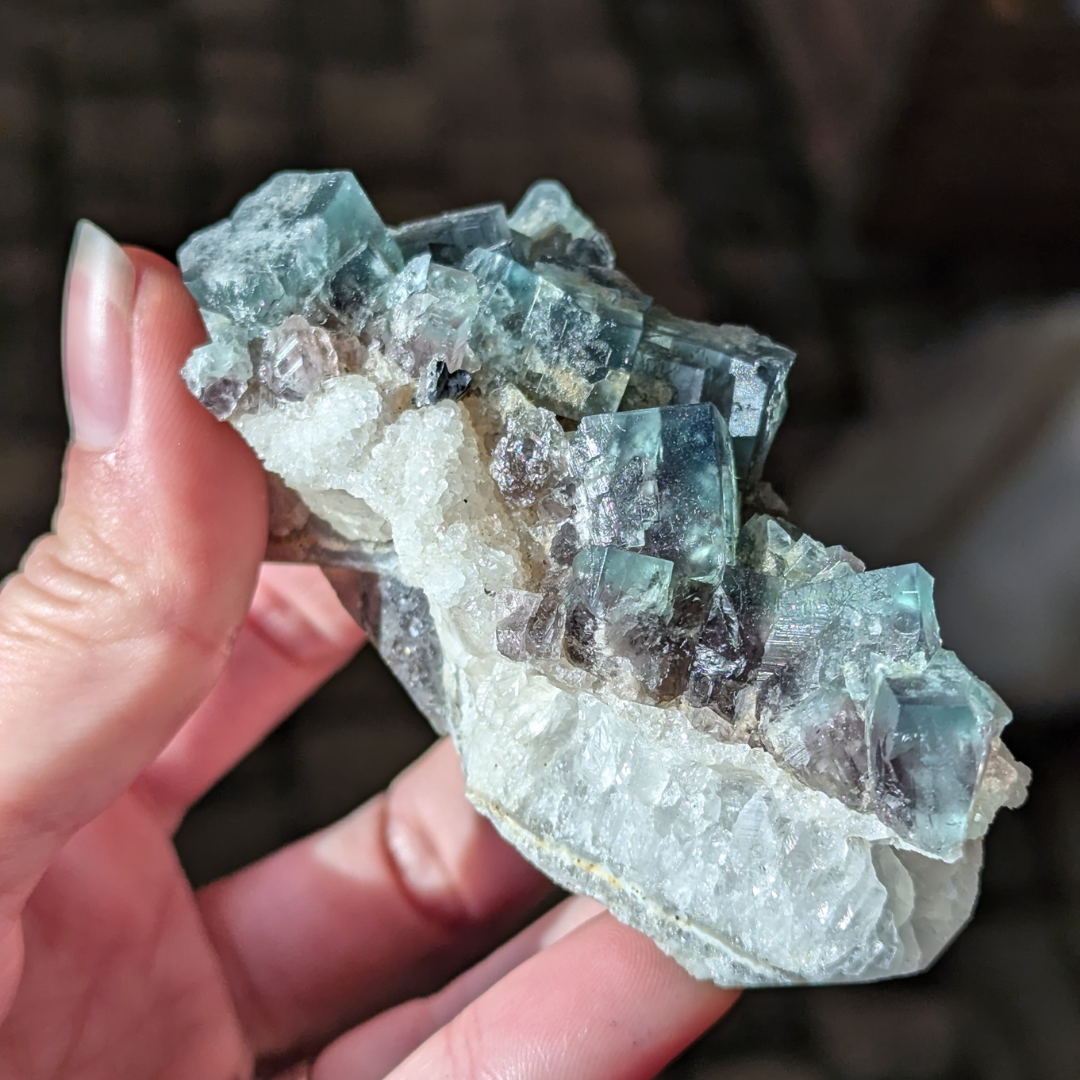 colorshift fluorit med kvarts og galena